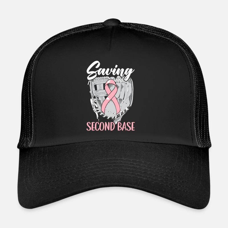 Saving 2nd Base Baseball Player Breast Cancer Trucker Cap