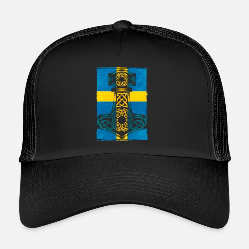 Suède Drapeau suédois Thor Hammer Viking Casquette trucker 