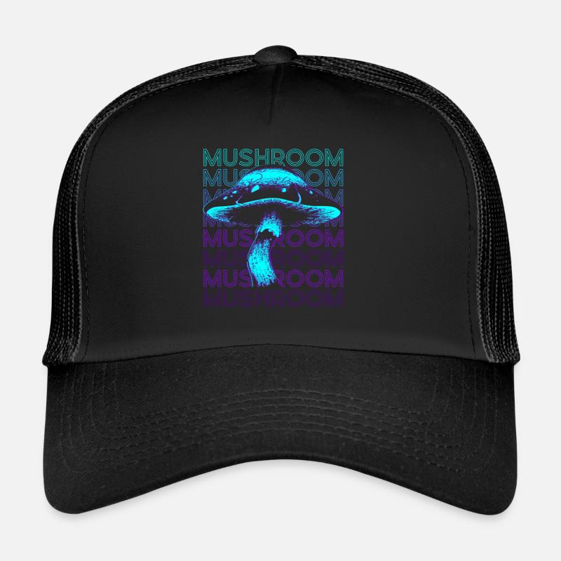 Pilze Pilze Retro - Trucker Cap - Schwarz/Schwarz