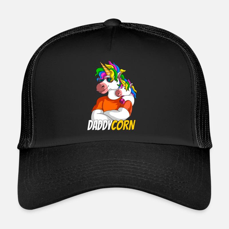 vatertag Vater sohn Einhorn Vatertagsgeschenk - Trucker Cap - Schwarz/Schwarz