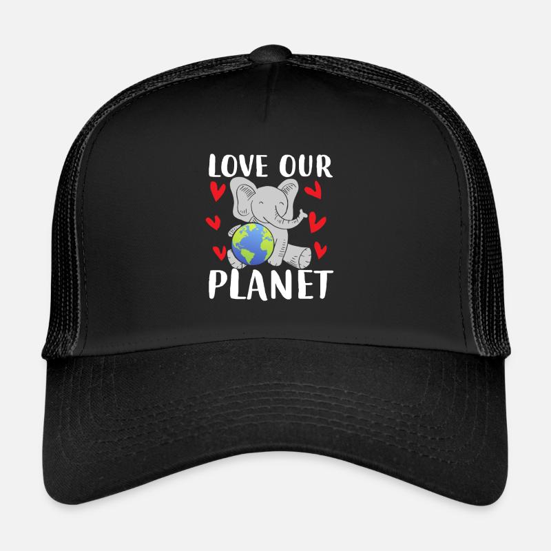 Love Our Planet Elephant Earth Trucker Cap