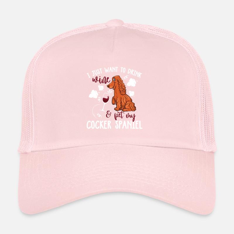 Boisson au vin et cocker épagneul Casquette trucker 