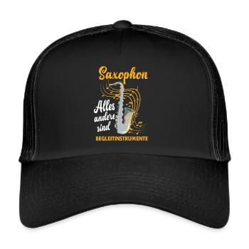 Saxophon Saxophon Saxophon - Trucker Cap - Schwarz/Schwarz - Vorne