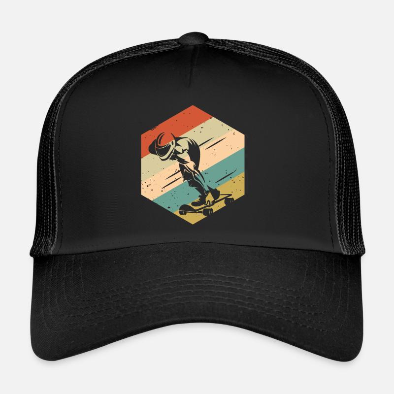 Retro Vintage Speed Skateboard - Trucker Cap - black/black