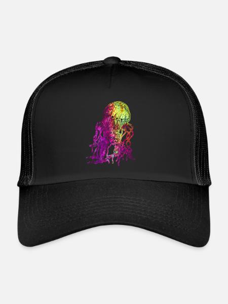 Bunte Qualle - Trucker Cap - Schwarz/Schwarz