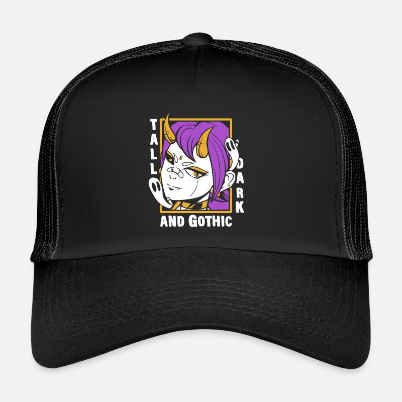 Anime Ghost Dark Flame Spooky Devil Girl Design Casquette trucker 