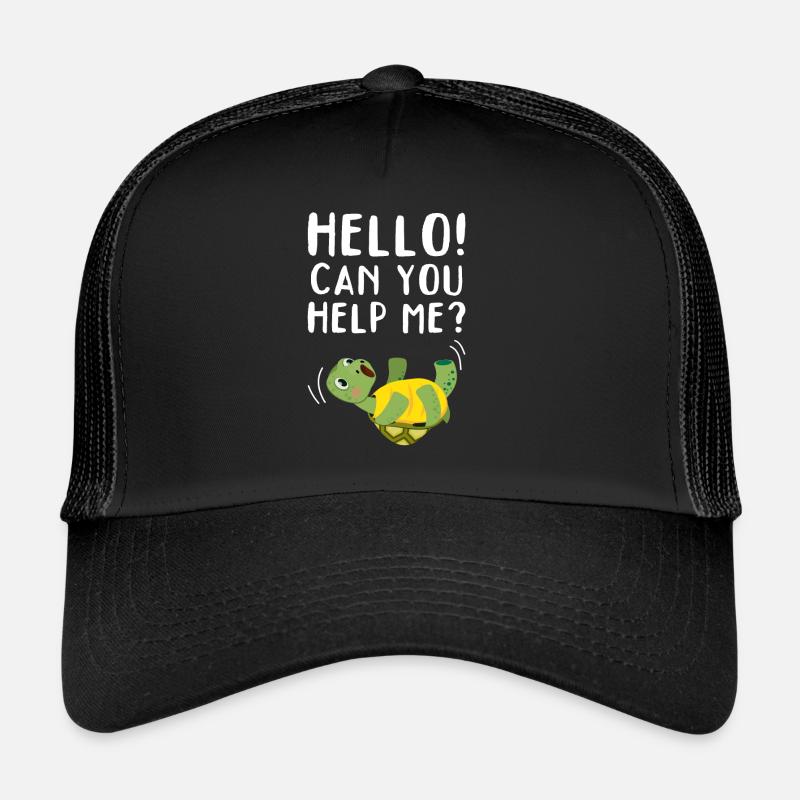 Turtle Funny Turtle Lover - Kannst du mir helfen? - Trucker Cap - Schwarz/Schwarz