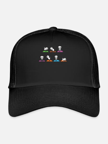 Zen Namaste Animal Meditation Kawaii Panda Yoga - Trucker Cap - black/black - Front