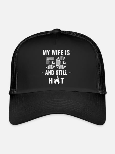 Cadeau d’anniversaire de femme de 56 ans - Casquette trucker  - noir/noir - Devant