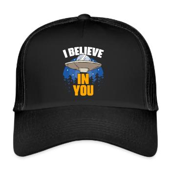 Je crois en toi Drôle de vie extraterrestre - Casquette trucker  - noir/noir - Devant