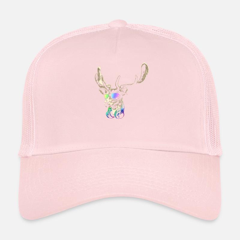 Hirsch DJ Braun cool und lustig Musiktier mit Trucker Cap