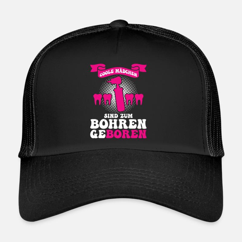 Zahn Zahnarzt Bohren Zahn Geschenk - Trucker Cap - Schwarz/Schwarz