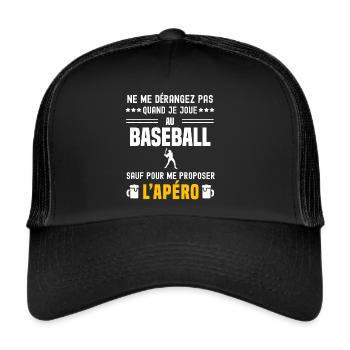 baseball baseballeur ne dérangez pas sauf apéro - Casquette trucker  - noir/noir - Devant