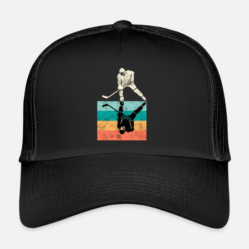 Vintage Eishockey Eishockeyspieler - Trucker Cap - Schwarz/Schwarz