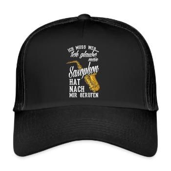 Mein Saxophon Hat Nach Mir Gerufen Saxophon - Trucker Cap - Schwarz/Schwarz - Vorne