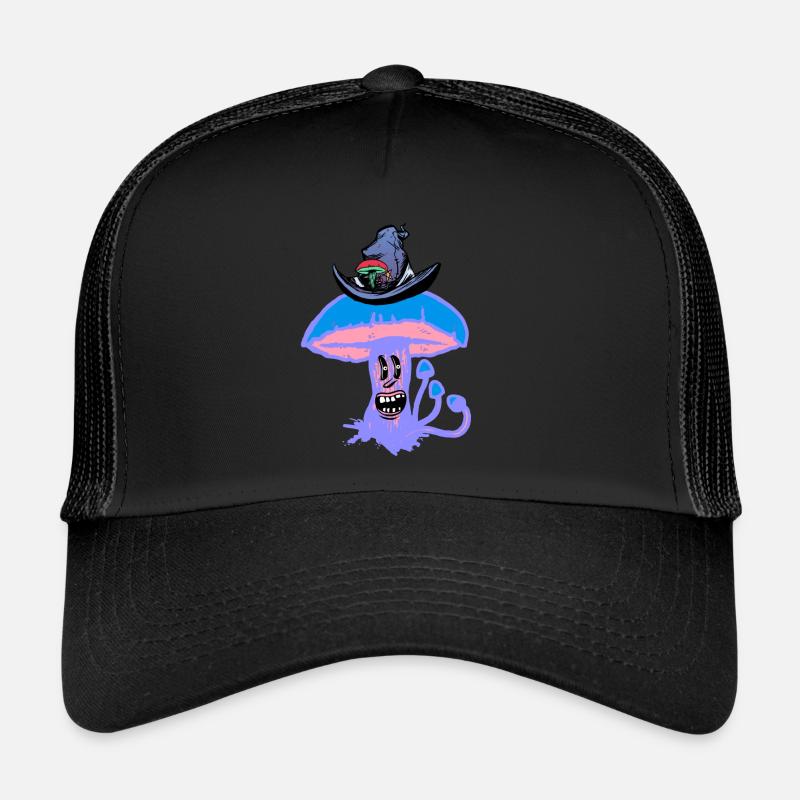 Fantasy Pilz Waldbewohner Märchen Pilze Wald Natur - Trucker Cap - Schwarz/Schwarz
