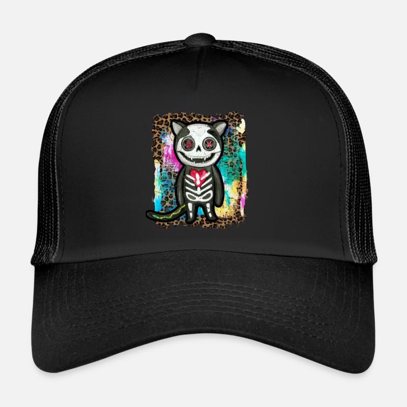 Halloween Zombie Skelett Katze Krawatte Dye Trucker Cap