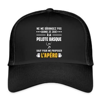 pelote basque ne dérangez pas sauf apéro - Casquette trucker  - noir/noir - Devant