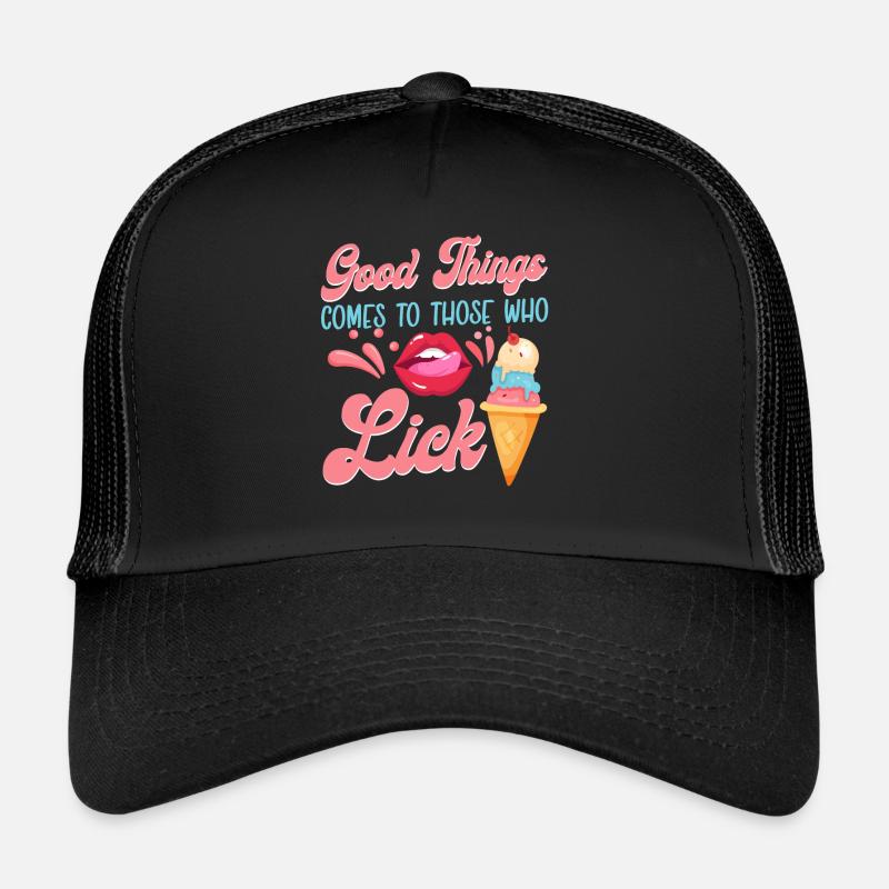 Crème glacée Cône Bouche Langue Bonne Casquette trucker 