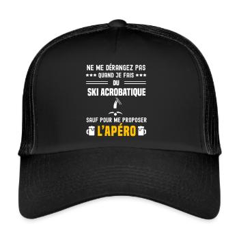 ski acrobatique ne dérangez pas sauf apéro - Casquette trucker  - noir/noir - Devant