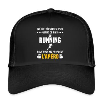 running ne dérangez pas sauf apéro - Casquette trucker  - noir/noir - Devant
