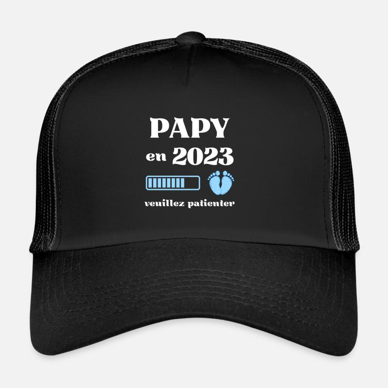 papy 2023 annonce grossesse papi humour bébé drole - Casquette trucker  - noir/noir