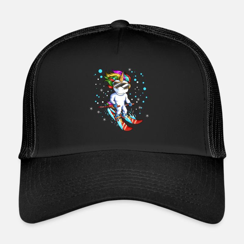 Vacances au ski Voyage Snowboard Licorne Conte de fées Casquette trucker 