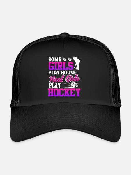 Les vraies filles jouent au hockey - Casquette trucker  - noir/noir - Devant