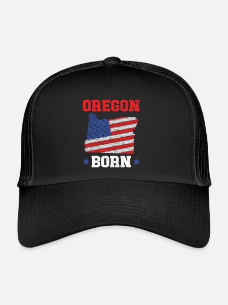 Oregon Né Usa Amérique Oregoniens Voyage Touriste - Casquette trucker  - noir/noir - Devant