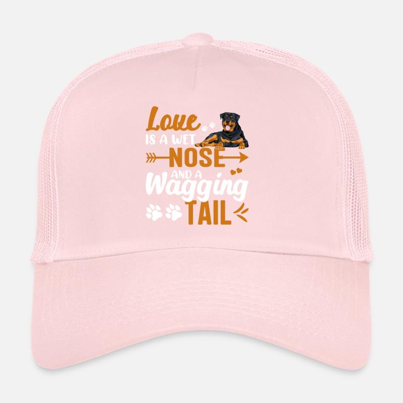 Rottweiler Love Is Wet Nose Wagging Tail Funny Trucker Cap