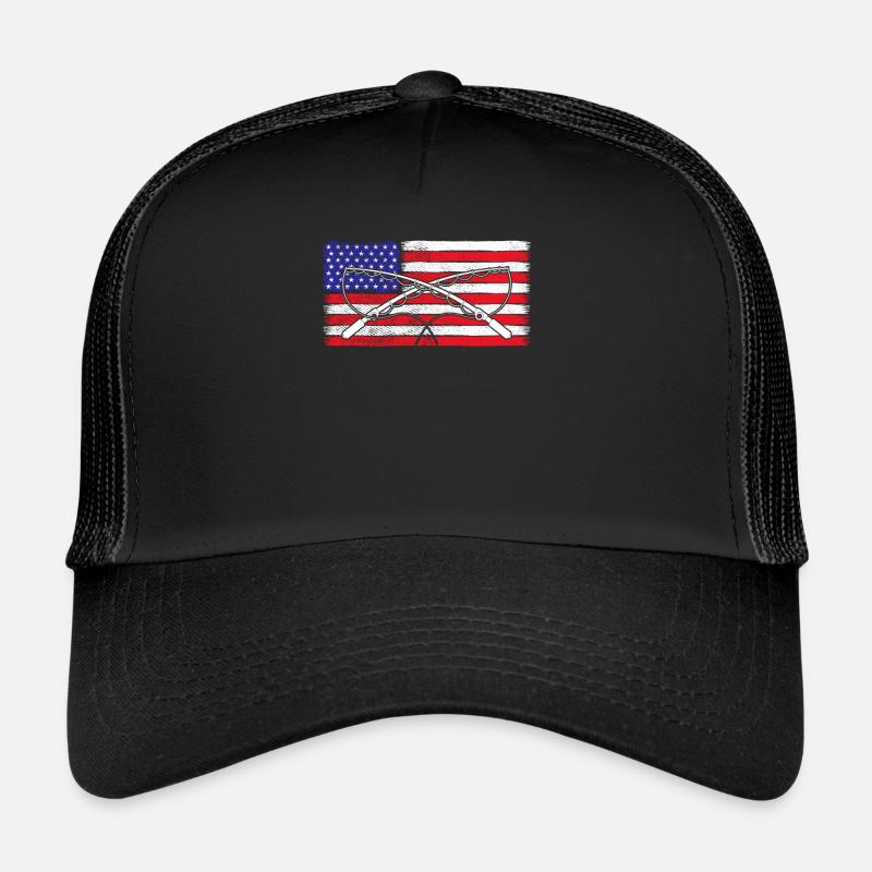 Canne à pêche Usa Flag Casquette trucker 