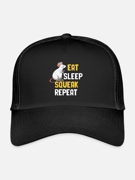 Mouse Tshirt Mice Men Kids Women - Trucker Cap - black/black - Front