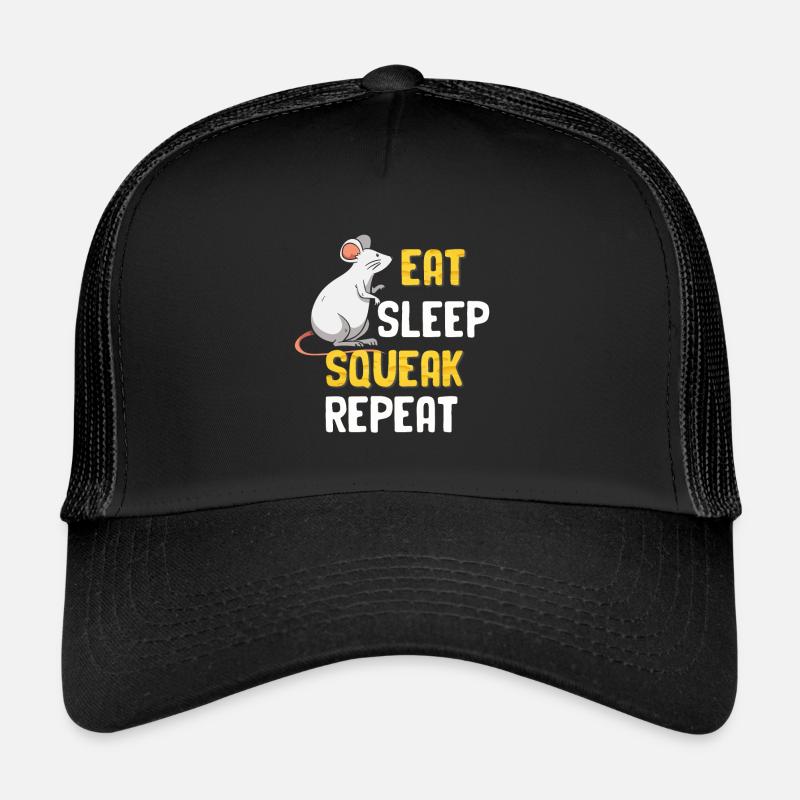 Mouse Tshirt Mice Men Kids Women - Trucker Cap - black/black