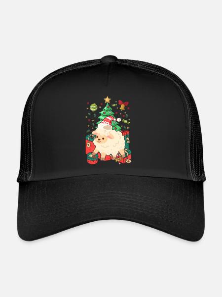Ugly Christmas Sheep Pattern Tricoté Noël Christ Enfant - Casquette trucker  - noir/noir - Devant