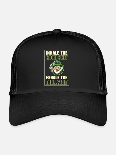 Inhaler la bonne merde expirer la connerie 420 Weed - Casquette trucker  - noir/noir - Devant