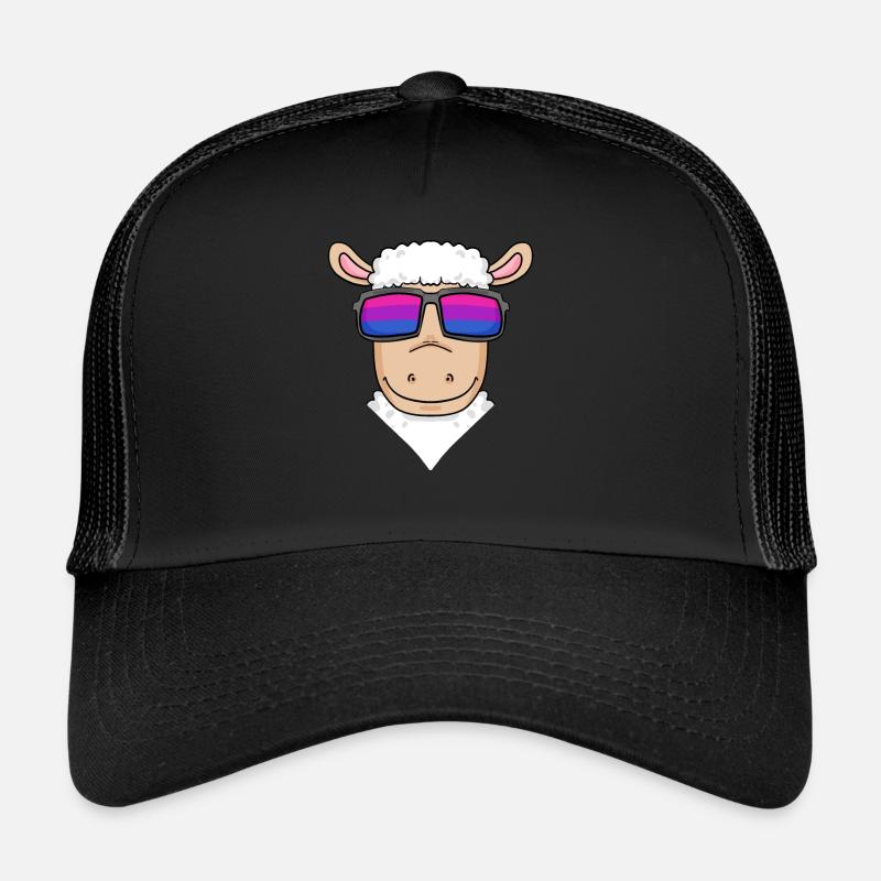 Bisexual sheep - sheep with glasses - Trucker Cap - black/black