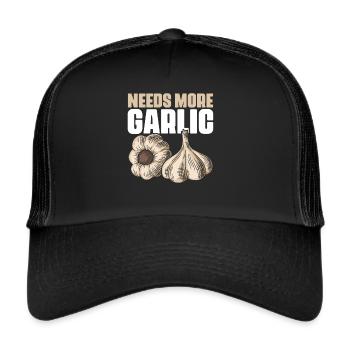 Besoin de plus d’ail Drôle d’humour culinaire pour - Casquette trucker  - noir/noir - Devant