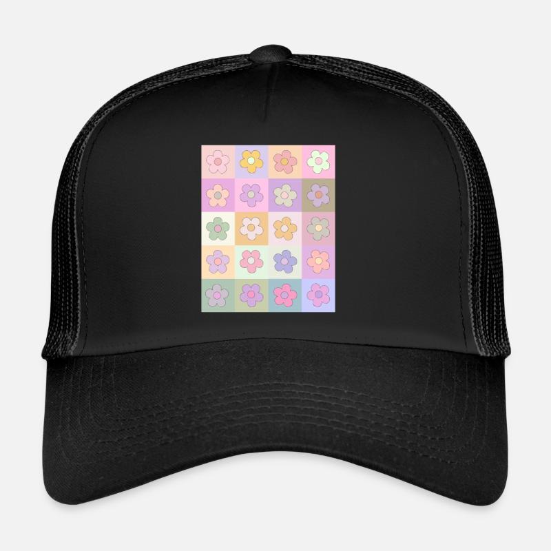 Motif de fleur rétro esthétique pastel danois Casquette trucker 
