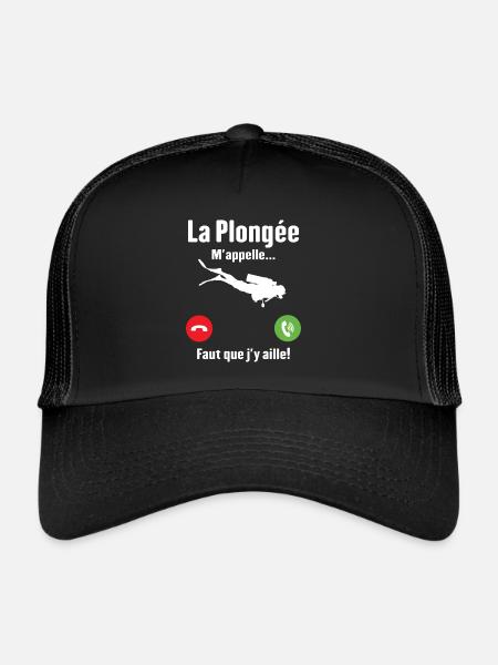 La plongée m'appelle cadeau humour plongeur - Casquette trucker  - noir/noir