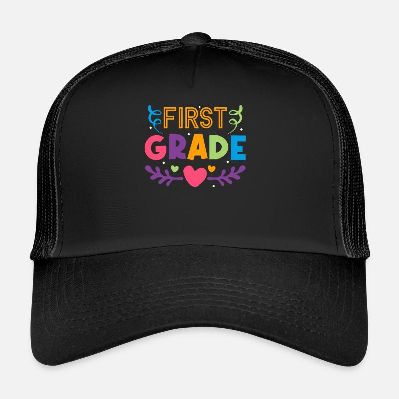 First Day Of School First Grade Teacher Trucker Cap