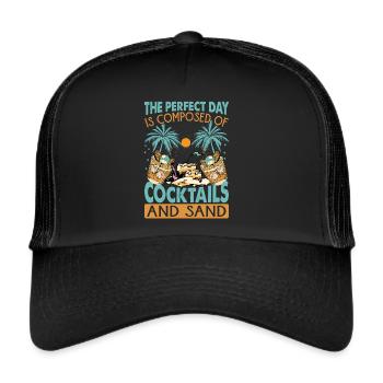 The Perfect Day Is Composed Of Cocktails And Sand - Trucker Cap - black/black - Front