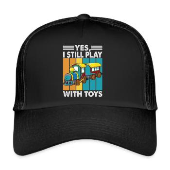 Oui, je joue toujours avec des jouets - Trains - Caboose - C - Casquette trucker  - noir/noir - Devant