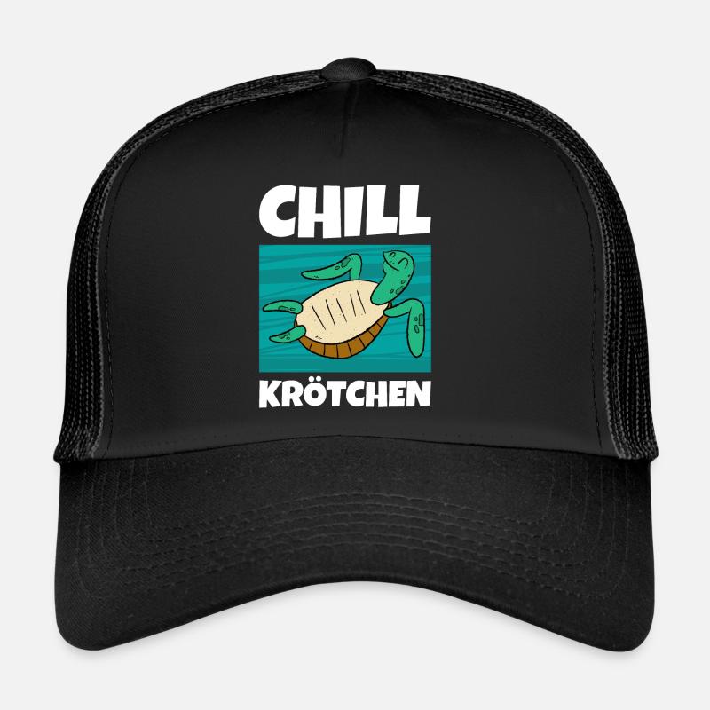 Chill Krötchen Schildkröte Chillen Turtle Relax - Trucker Cap - Schwarz/Schwarz