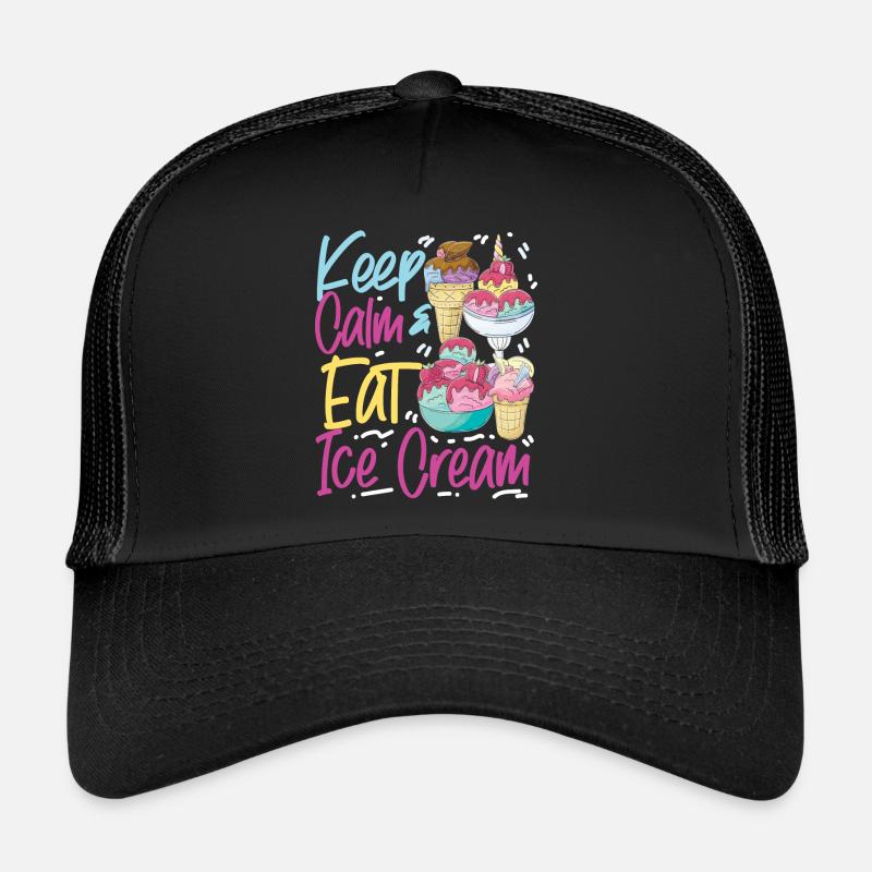 Cornet de crème glacée Restez calme et mangez de la glace Casquette trucker 