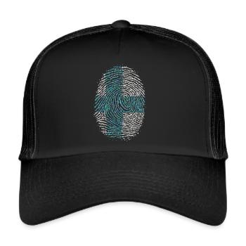 Finland Finnish Finnish Fingerprint Flag - Trucker Cap - black/black - Front