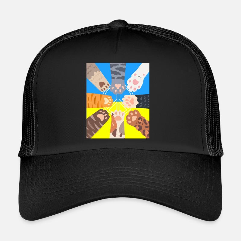 Signe de paix Cat Paws Drapeau ukrainien Casquette trucker 