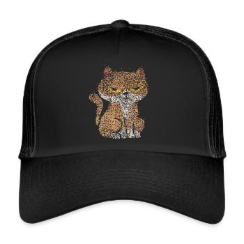 Katze Morgenmuffel Katzenmama Katzenpapa - Trucker Cap - Schwarz/Schwarz - Vorne
