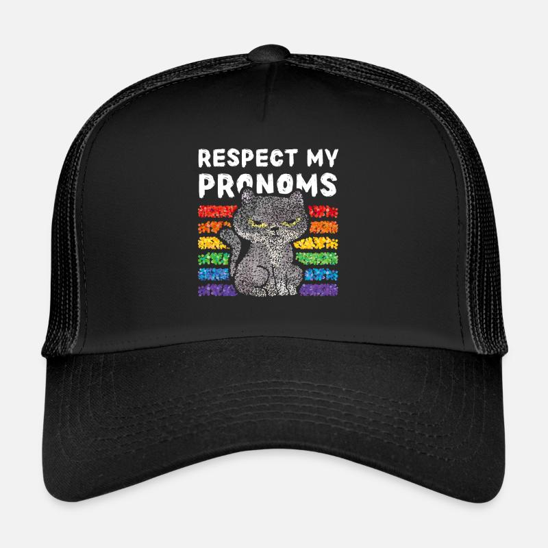 Respect my pronoms Regenbogen Lgbtq Pride Katzen Trucker Cap