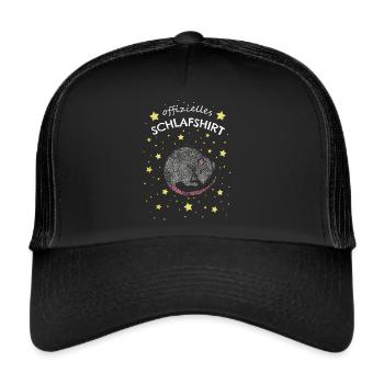 Offizielles Schlafshirt Mäuse Nagetier Hausmaus - Trucker Cap - Schwarz/Schwarz - Vorne