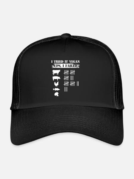 Je l’ai essayé Vegan Ups J’ai échoué Vegan Végétarien - Casquette trucker  - noir/noir - Devant